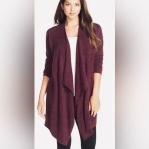 Barefoot Dreams Bamboo Chic Lite Cozy Island Wrap Maroon Open Front Cardigan